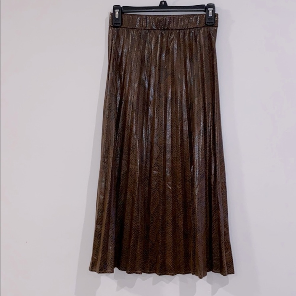 ZARA | Brown & Black Snake Print Pleated Skirt